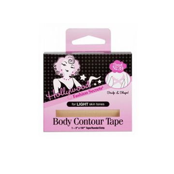 Wide front view of the wall-hook ready retail packaging of body contour tape